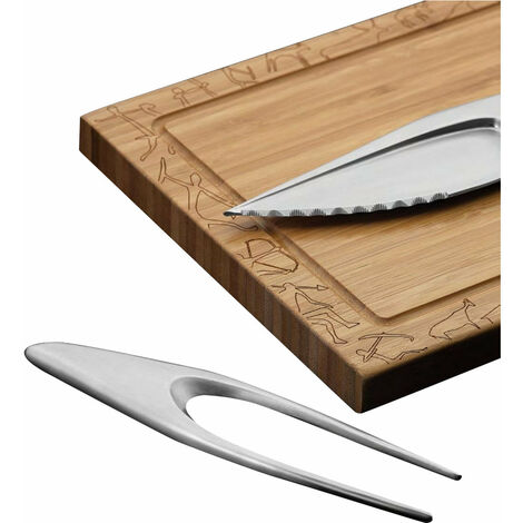 Tagliere in Legno di Bamboo con Posate per Carne