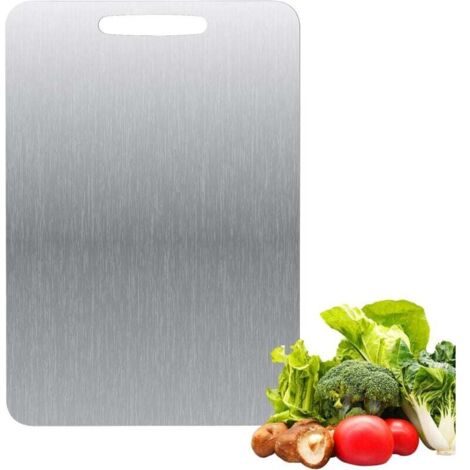 Tagliere in titanio - Acciaio inossidabile su entrambi i lati - Senza BPA - per cucina, carne, pane, verdure, frutta (34 x 23 cm)