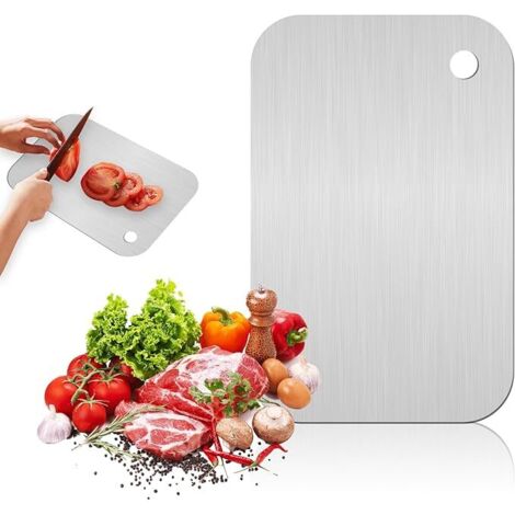 Tagliere in titanio, tagliere in acciaio inox per carne e formaggio, 20 x 29 cm