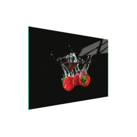 TAGLIERE IN VETRO 30x22 FRAGOLE