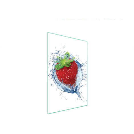 TAGLIERE IN VETRO 35x52 FRAGOLA