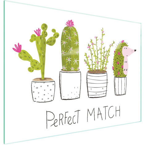 TAGLIERE IN VETRO 40x30 CACTUS