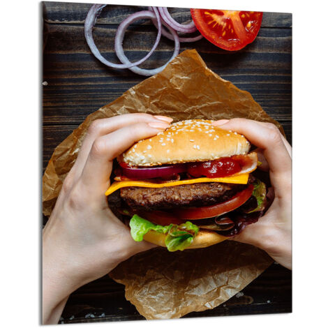 TAGLIERE IN VETRO 40x52 Hamburger