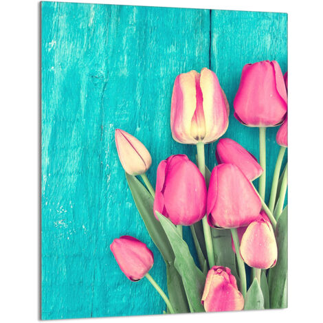 TAGLIERE IN VETRO 40x52 Tulipani