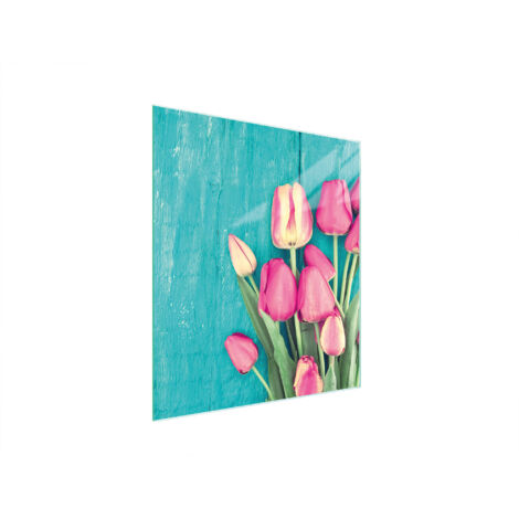 TAGLIERE IN VETRO 45x52 TULIPANI