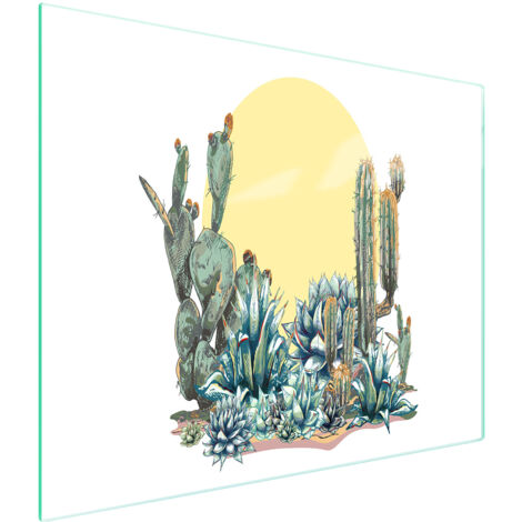 TAGLIERE IN VETRO 52x30 CACTUS