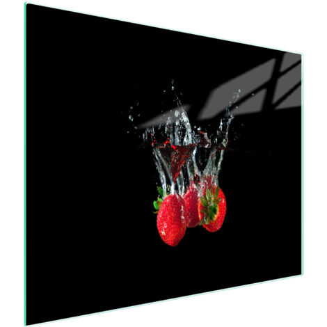 TAGLIERE IN VETRO 52x30 FRAGOLE