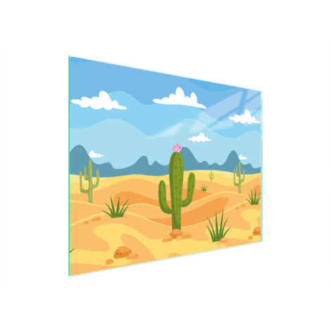 TAGLIERE IN VETRO 52x40 CACTUS