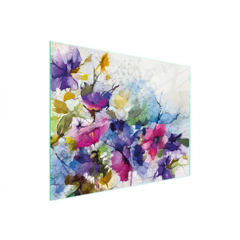 TAGLIERE IN VETRO 52x40 FIORI
