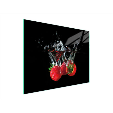 TAGLIERE IN VETRO 52x40 FRAGOLE