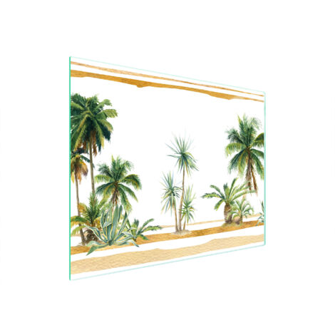 TAGLIERE IN VETRO 52x40 PALME