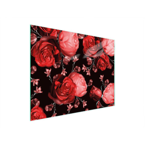 TAGLIERE IN VETRO 52x40 ROSE