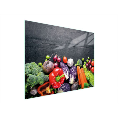 TAGLIERE IN VETRO 52x40 VERDURE
