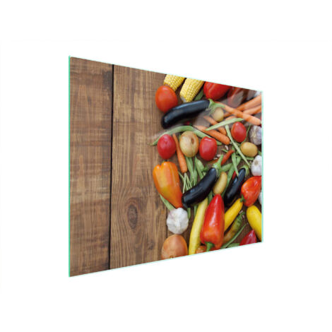 TAGLIERE IN VETRO 52x40 VERDURE