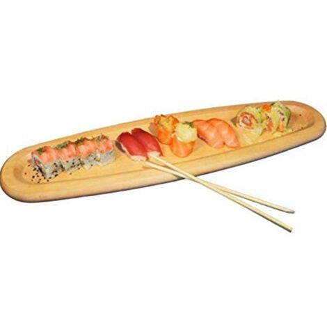 Tagliere Ovale 52x14cm in Legno di Faggio Con Bordo per Sushi Salumi Formaggi