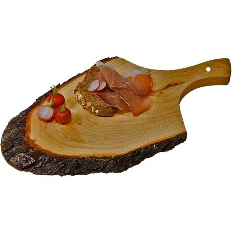 Tagliere Ovale In Legno Corteccia Con Manico 50x20cm Salumi Formaggi Affettati