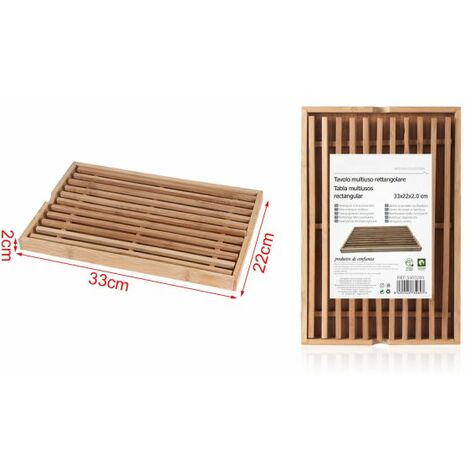 Tagliere Pane con Raccoglibriciole In Bamboo 33X22X2cm