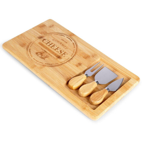 Tagliere per formaggi in bambu con coltelli 4 pezzi