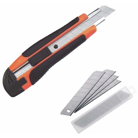 Taglierino multiuso cutter con 10 lame di ricambio da 18mm