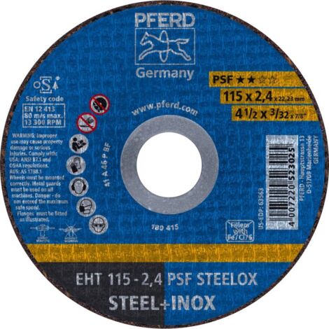 Taglio Disco Ps-Forte-Inox Per La Lavorazione Di Acciaio Inossidabile, O X Spessa. 115 X 2,4 Millimetri, Giusto Modello, La Velocità Massima. 13 300 Giri / Min
