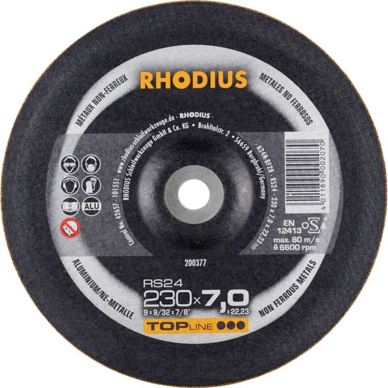 Rhodius - 200377 Disco per sgrossatura Diametro 230 mm ø foro 22.23 mm Metalli non ferrosi 1 pz.