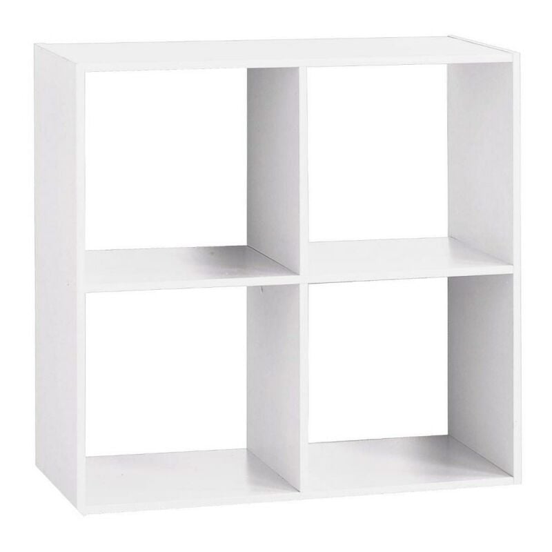 Tagère avec 4 cases en panneaux de particules coloris blanc - Longueur 67 x Profondeur 32 x Hauteur 67 cm