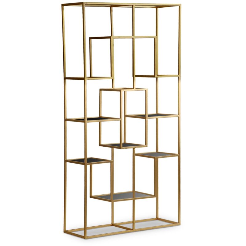 Cotecosy - tagère Barad en Verre et Métal Doré