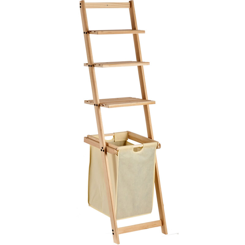 Bigbuy - tagère de salle de bain avec panier à linge clear, 156,5 x 41 x 4 cm