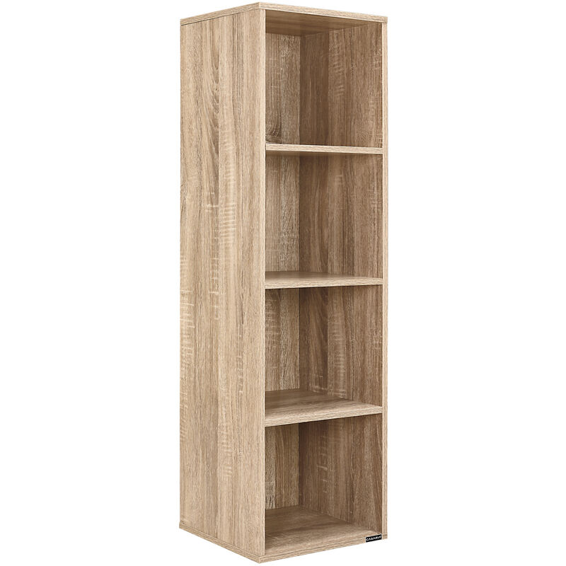 Tagère Bibliothèque 106 x 30 x 30 cm Meuble de rangement intérieur 4 compartiments 30x30x106cm chêne
