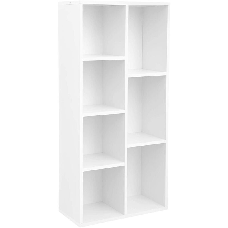 Bibliothèque à 7 compartiments étagère à 7 cubes ouverts rangement pour salon et bureau 50 x 24 x 106 cm style moderne blanc