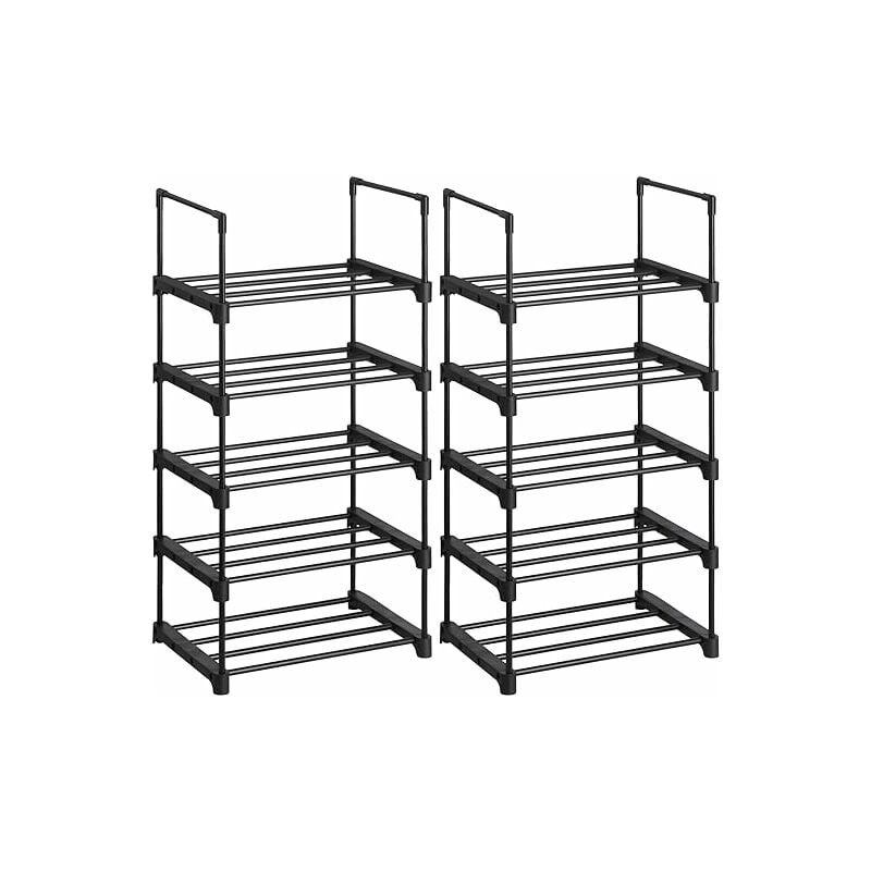 Songmics - tagères à Chaussures à 5 Niveaux, Lot de 2, Porte-Chaussures en métal, empilable, Peu encombrant, Rangement de Chaussures,