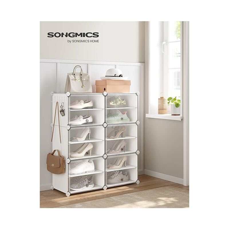 Songmics - Rangement Chaussures 6 Compartiments, Étagère de Rangement Modulable, Compartiment de 30 x 40 x 30 cm, avec Porte, Cadre en Acier,
