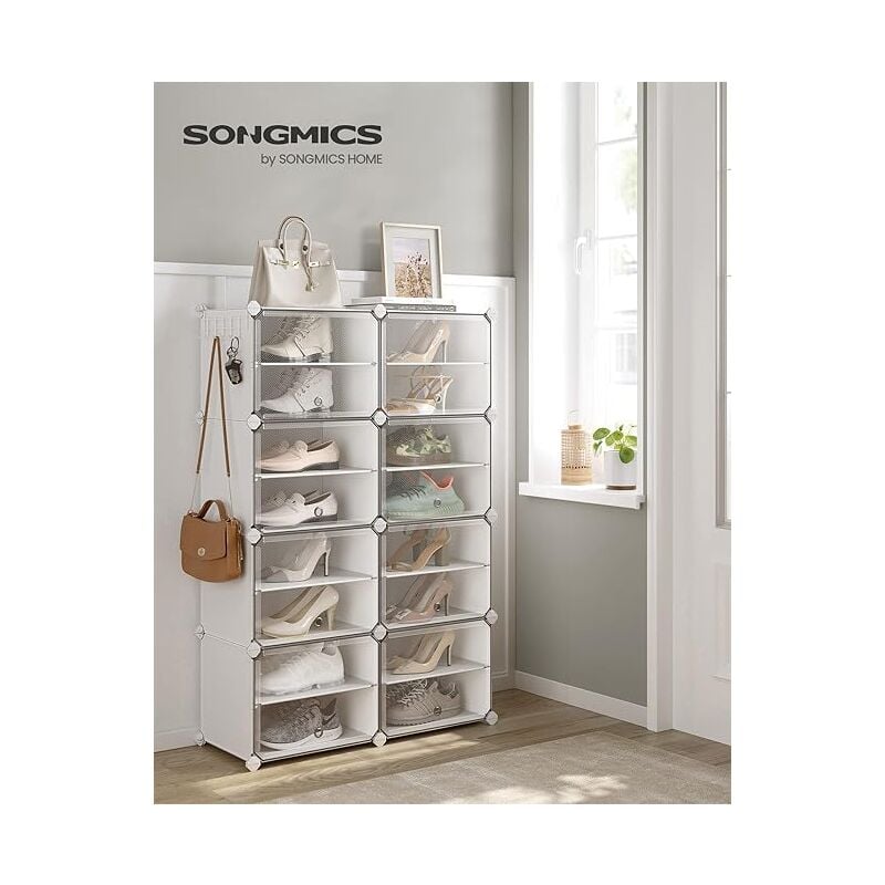 Rangement Chaussures 8 Compartiments, Étagère de Rangement Modulable, Compartiment de 30 x 40 x 30 cm, avec Porte, Cadre en Acier, Panneaux en