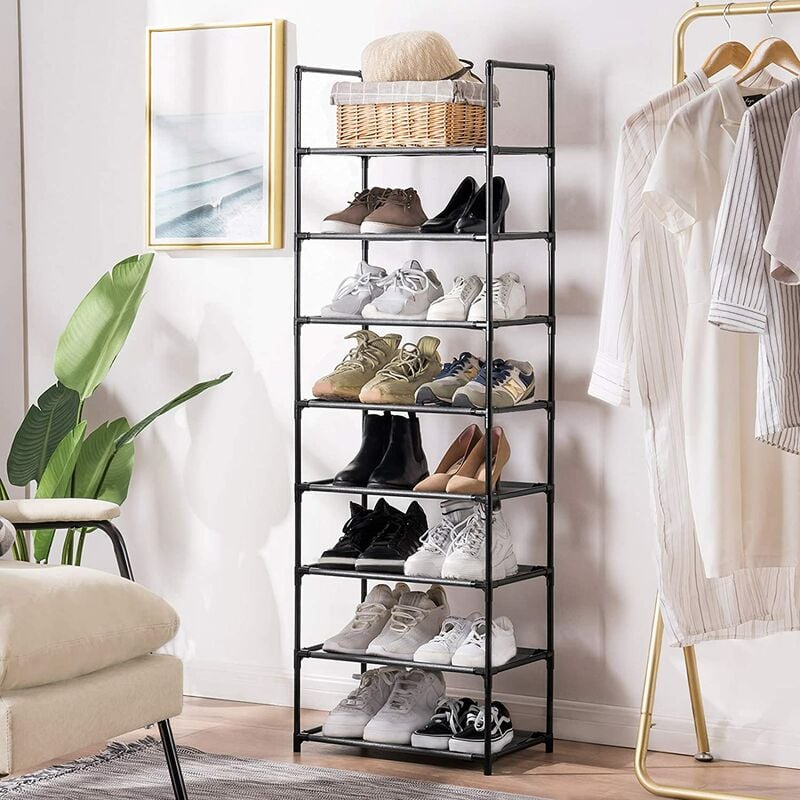 Skecten - tagère à Chaussures à 8 Niveaux, Meuble de Rangement, Cadre en métal, étagère en Tissu Non-tissé, 24 Paires, pour entrée, Salon, Chambre,