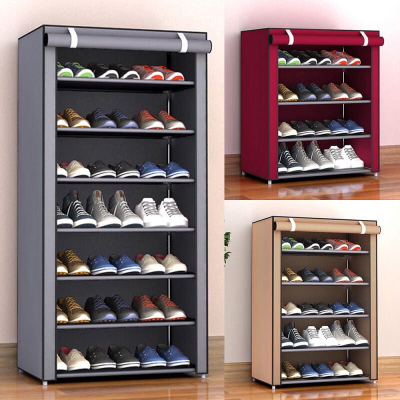 Lifcausal - tagère à chaussures de rangement non tissée pour couloir, organisateur de 3/4/5/6/8 couches, anti-poussière, assemblage d'étagère à