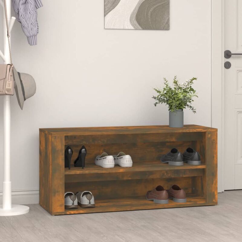 Vidaxl - tagère à chaussures Chêne fumé 100x35x45 cm Bois d'ingénierie