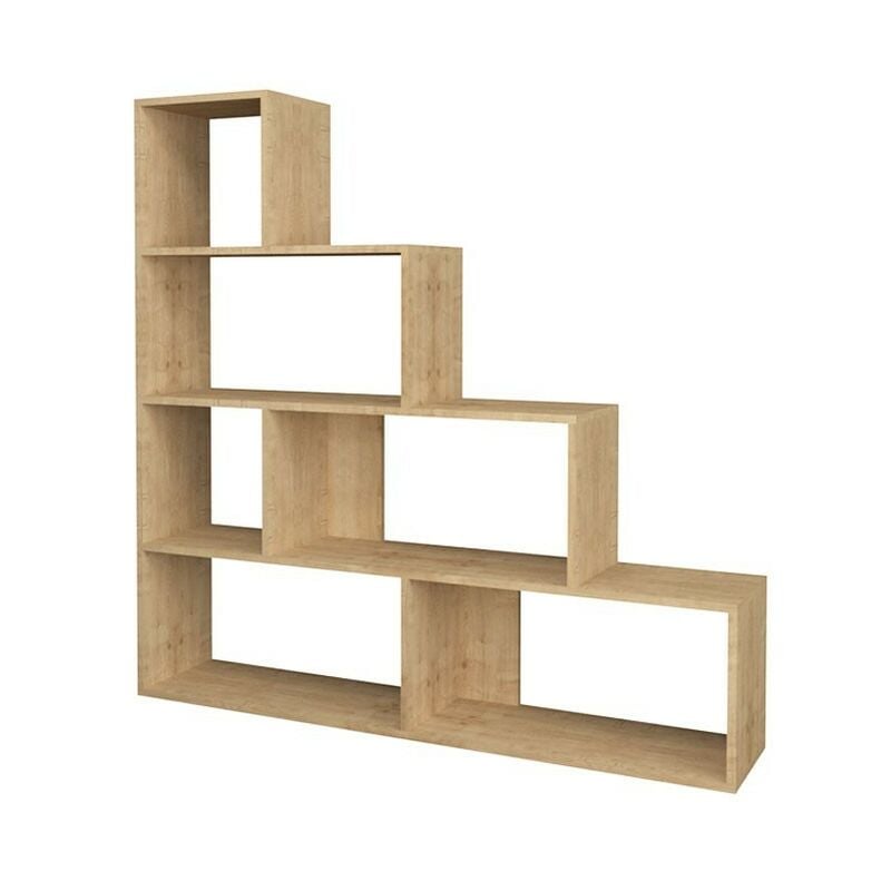 Iperbriko - tagère échelle bibliothèque 6 compartiments chêne 145x29xh.145 cm