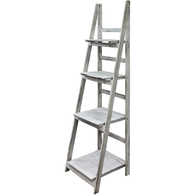 Tagère Èchelle L'étagère Étagère livres 4 Plaine Pliant Blanc Antique Kingower