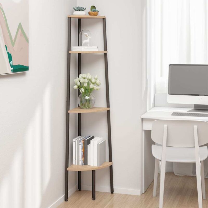 Vidaxl - tagère d'angle 4 niveaux Marron clair et noir 45,5x31,5x150 cm