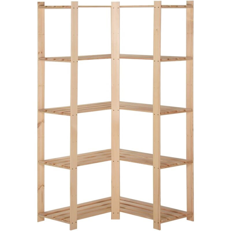 Helloshop26 - tagère d'angle de rangement 5 niveaux organisateur de stockage étagère d'entrepôt cuisine salon sous-sol intérieur 170 cm pin
