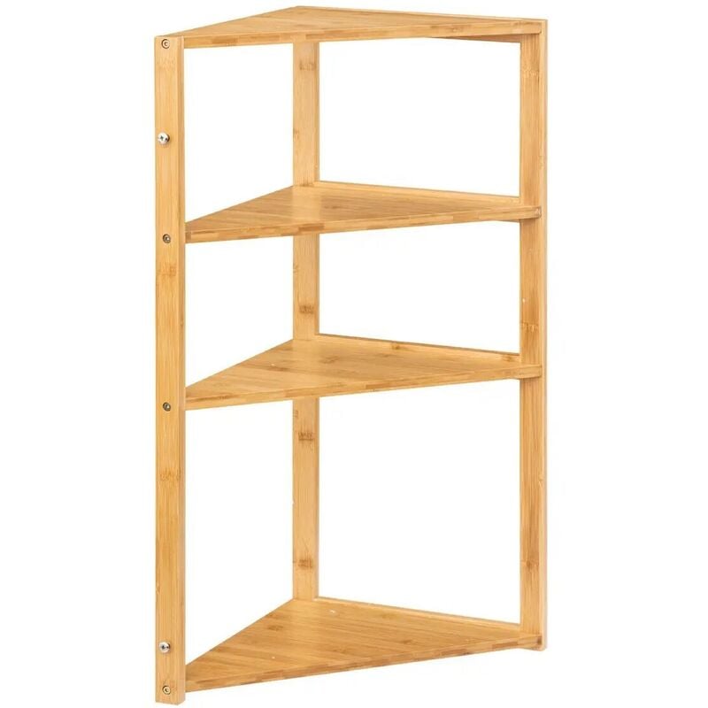 Tagère d'angle en bambou avec 3 niveaux coloris naturel - Longueur 36.6 x Profondeur 33.5 x Hauteur 80 cm Pegane
