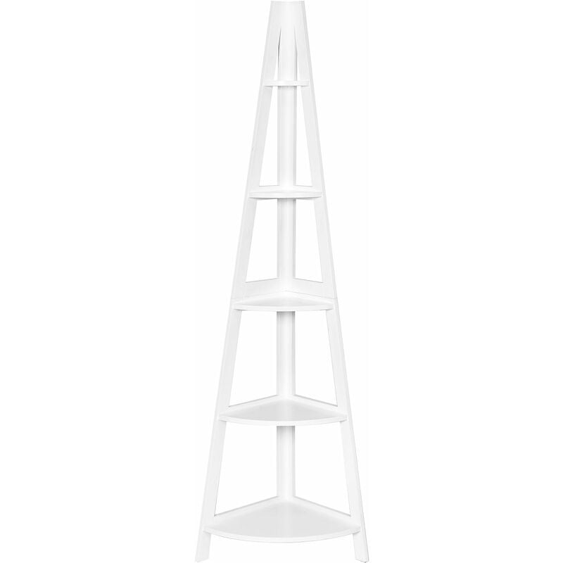 Étagère d'angle meuble de rangement à 5 niveaux 35 x 35 x 175 cm MDF blanc 200001403
