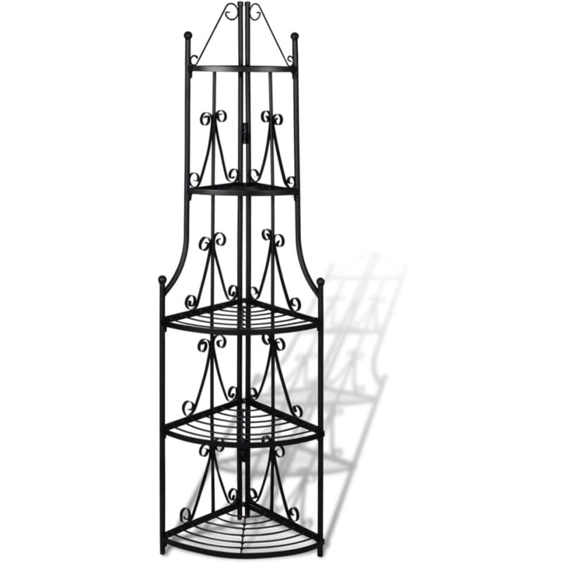 Maison Chic - tagère d'angle Meuble de rangement Meuble Étagère pour plantes en noir 84231