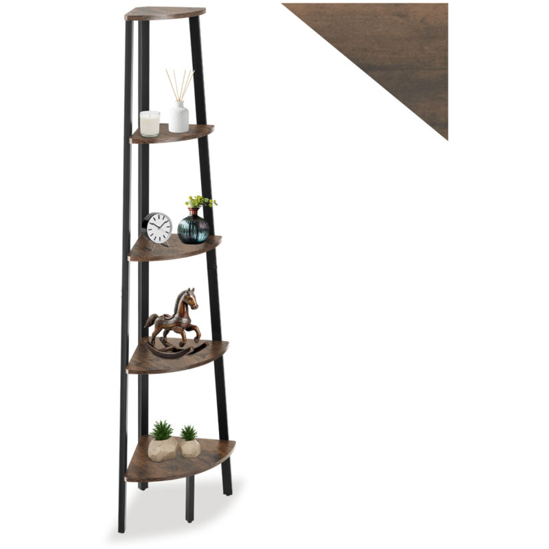 Tectake - tagère d'angle style industriel 34 x 34 x 158,5 cm