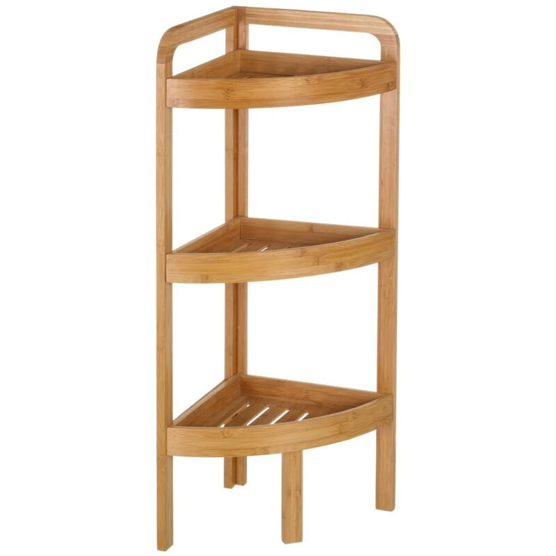 Étagère d'angle pour WC ou salle de bain en bambou 23x23x77cm