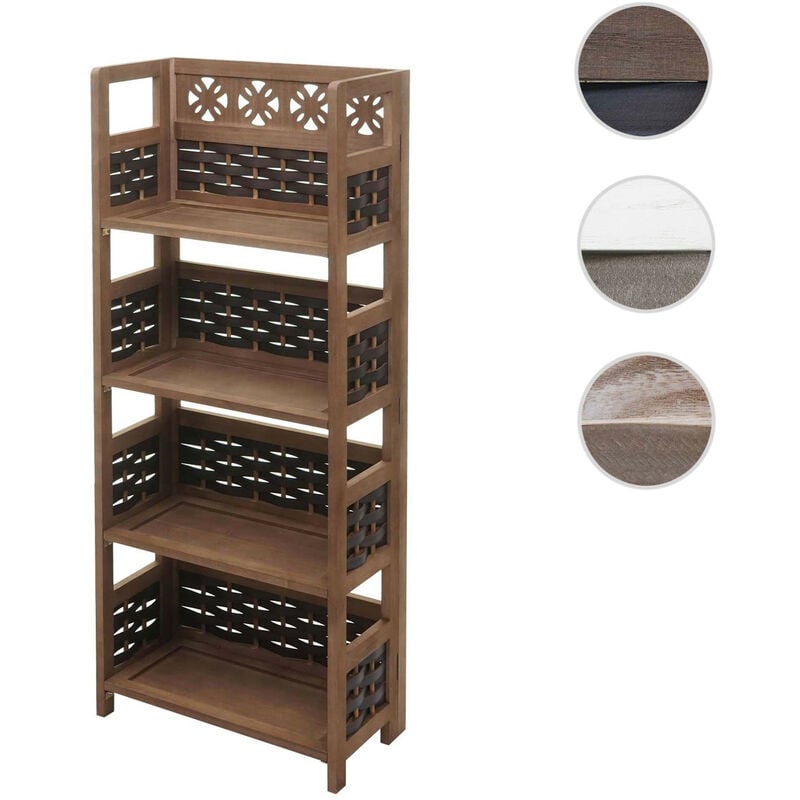 Tagère HWC-K86 - Étagère sur pied - pliable 4 étagères - Bois 110cm - brun - tressage brun