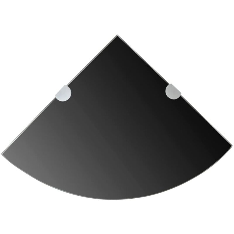 Vidaxl - tagère de coin avec supports chromés Verre Noir 25 x 25 cm