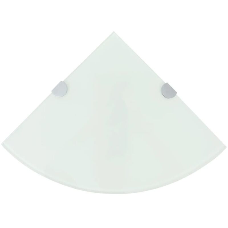 Vidaxl - tagères d'angle 2 pcs et supports chromés Verre Blanc 25x25 cm