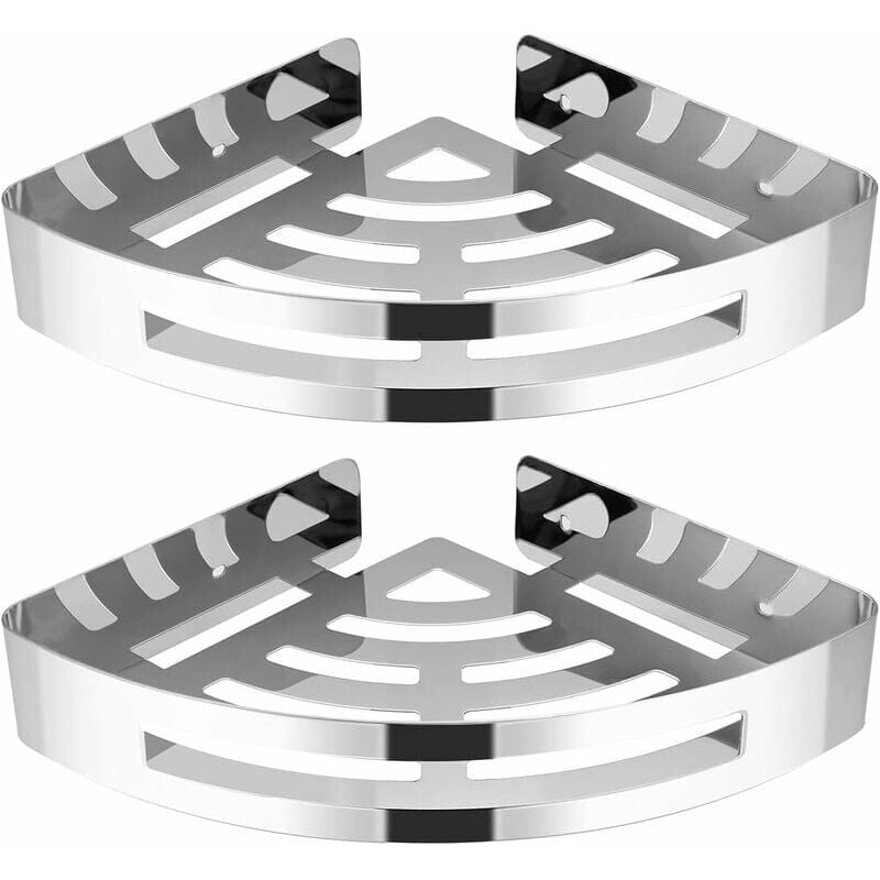 Tagère de douche de salle de bain Étagère de douche d'angle antirouille en acier inoxydable 304 (lot de 2 triangles)