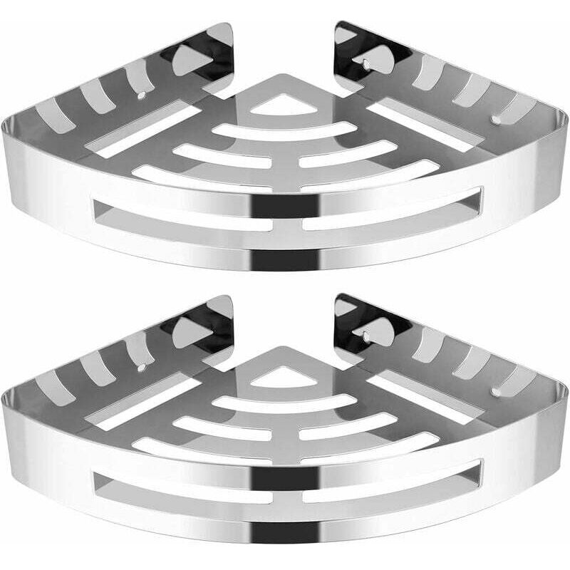 Grid Cool - tagère de douche de salle de bain Étagère de douche d'angle antirouille en acier inoxydable 304 (lot de 2 triangles)